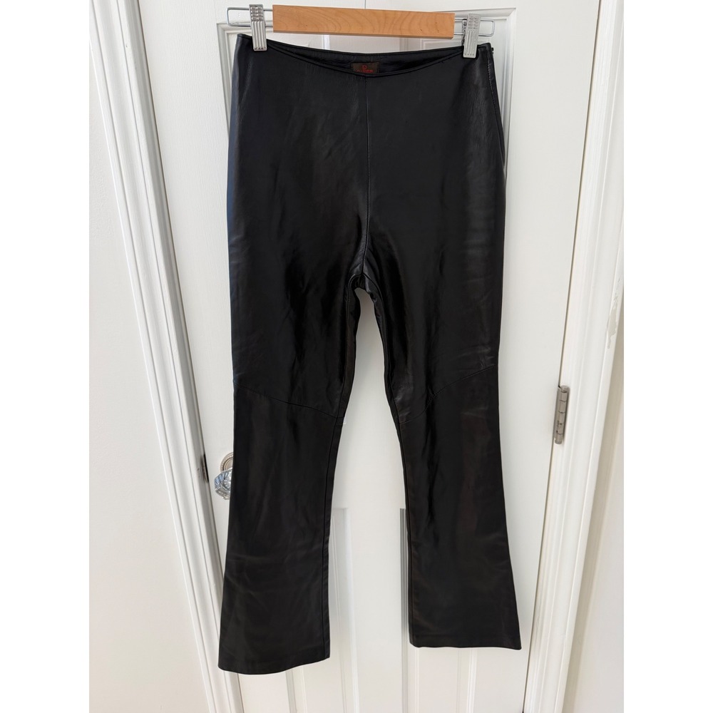 Danier Genuine Leather Pants Bootcut Black Size 2 Sexy Chic EUC